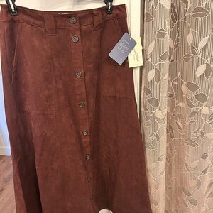 Universal Thread Rust Button-Front A-Line Skirt